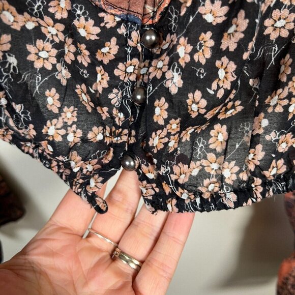 Free People Memphis Canyon Crop Top‎ Size Large Boho Peasant Poet Festival - Picture 8 of 13